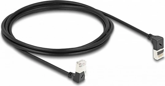 Kabllo rrjeti DeLOCK Cat6a RJ45 Slim S/FTP 2m me konektorë 90°, e zezë