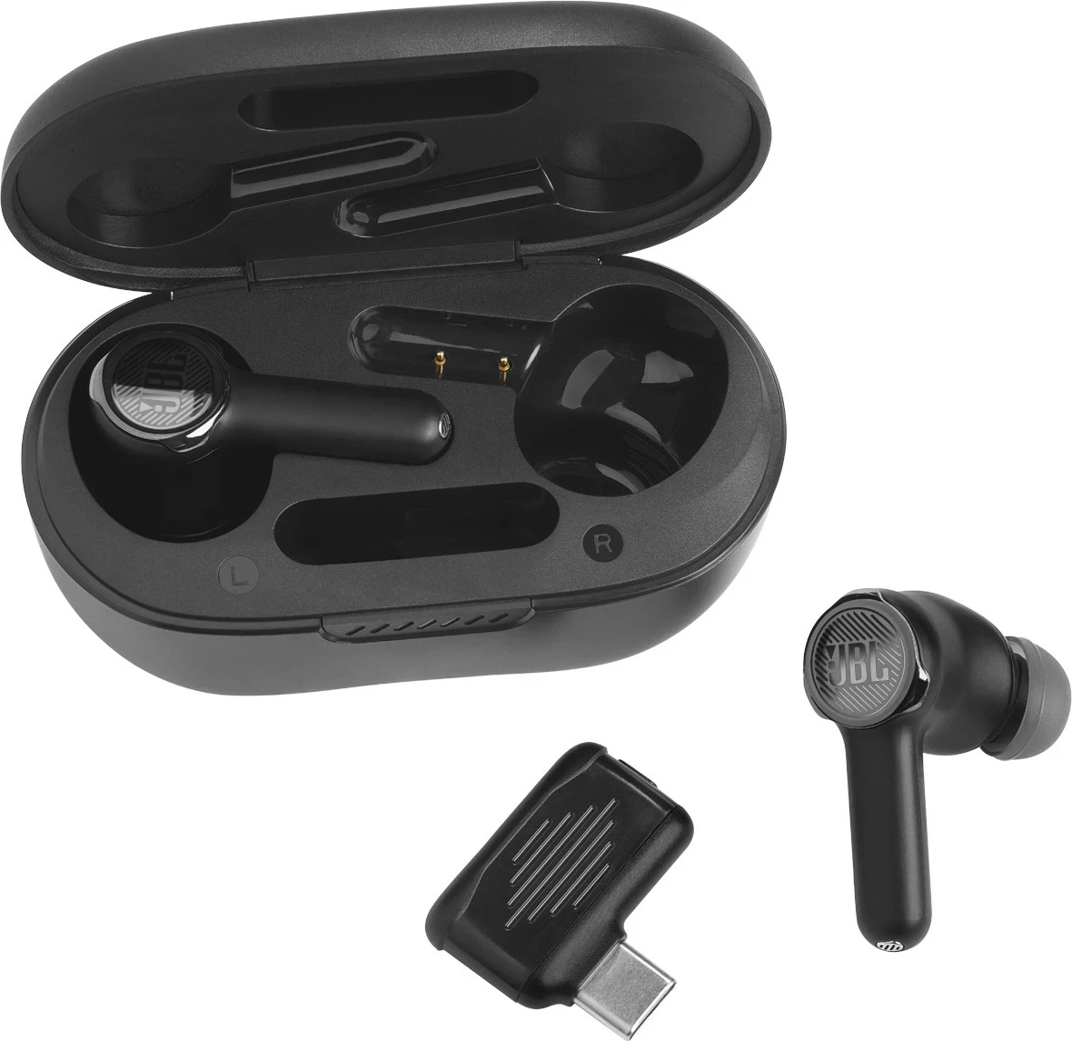 Kufje JBL Quantum TWS, Bluetooth + 2.4GHz, ANC, të zeza