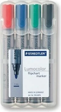 Set markerash flipchart Staedtler 356 WP4, 4 copë, ngjyra të ndryshme, trup gri