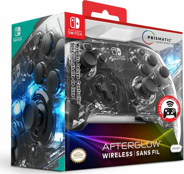 Pad wireless PDP Afterglow Deluxe 500-137-EU, LED prismatic, për Nintendo Switch, transparent