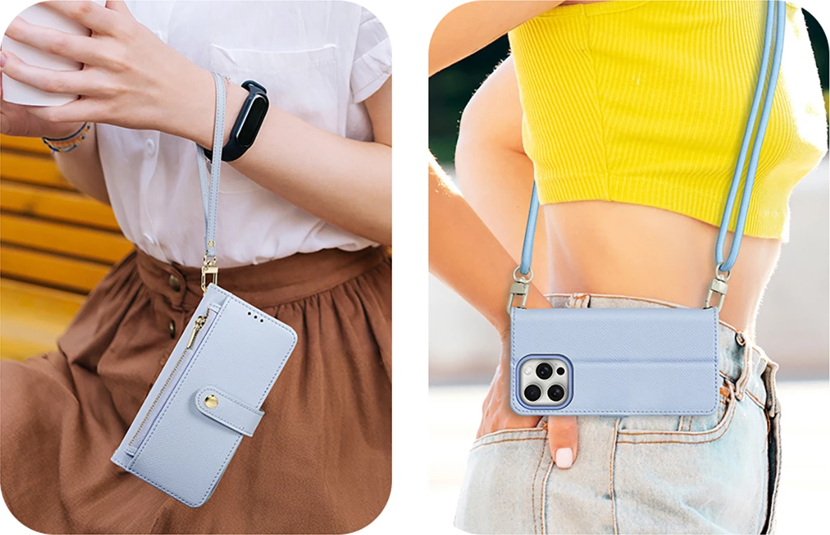 Mbështjellës Dux Ducis Lawa për iPhone 15 Pro, me portofol magnetik, lëkurë, Blu