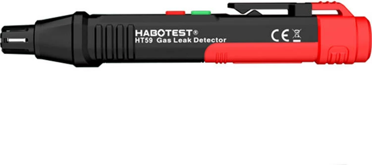 Detektor gazi Habotest HT59, alarm zanor dhe me dritë, i zi me të kuqe