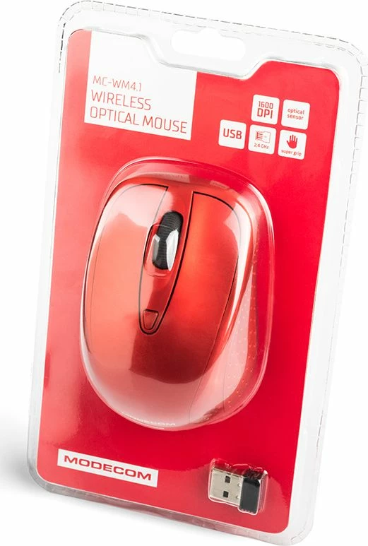 Maus Modecom MC-WM4.1 (M-MC-0WM4.1-500) 1600 DPI wireless USB nano, e kuqe