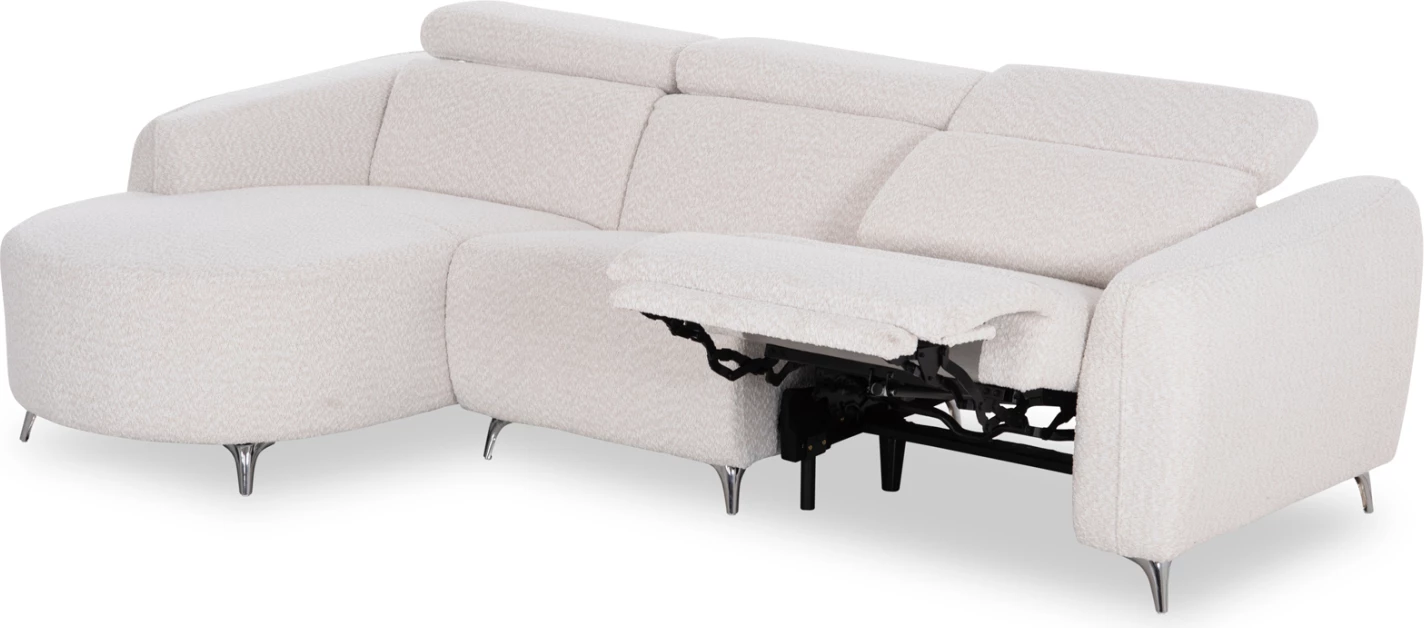 Këndore e majtë treshe me recline Valente, material teddy bezhë, CD3317.02L, 275x160x104cm
