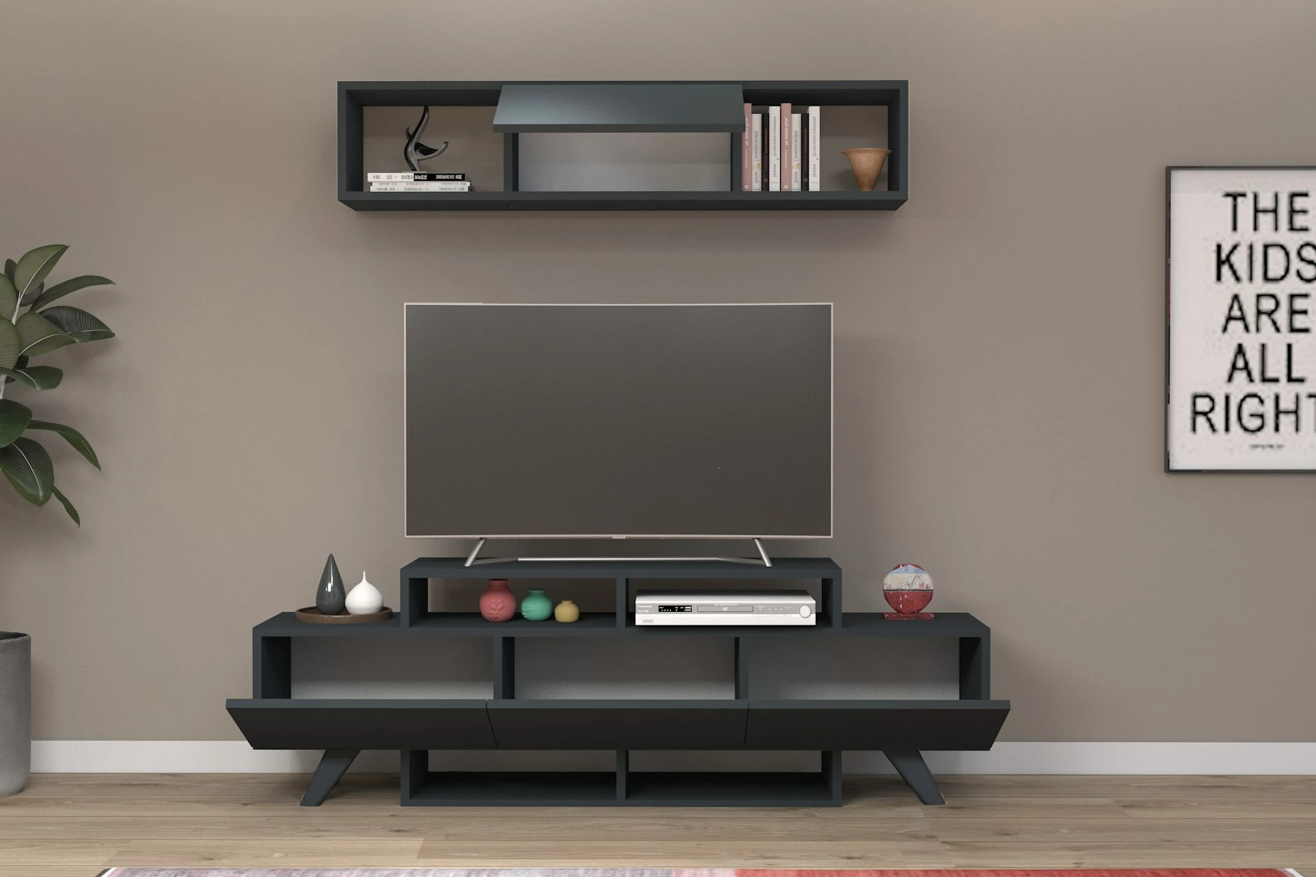 Komodë TV Hanah Home, Alwin, ngjyrë antracit