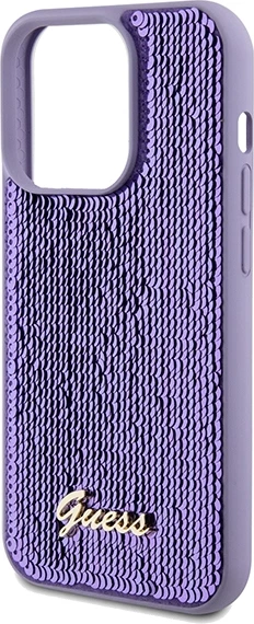 Mbështjellës Guess Sequin Script Metal për iPhone 14 Pro Max, vjollcë