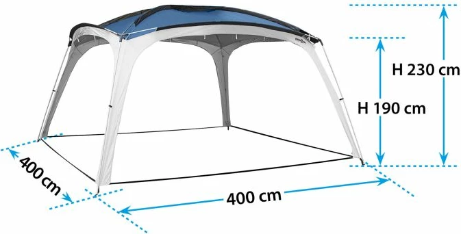 Pavilion kampingu BRUNNER Medusa II 0102030N.C30 400x400 cm, bardhë/gri me çati blu, me çantë ruajtjeje