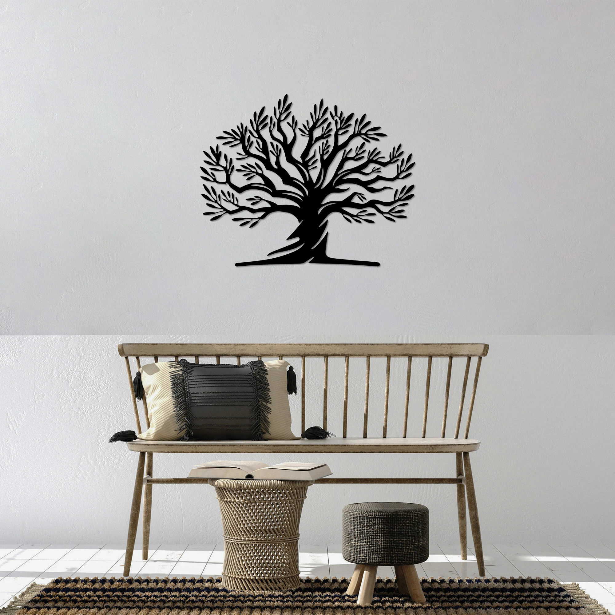 Aksesor dekorativ metalik për mur, Monumental Tree 18, ngjyrë e zezë, 54x67cm