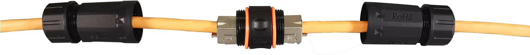 Kuplungë kaluese RJ45 EFB Elektronik Cat6a IP68, femër/femër, e zezë