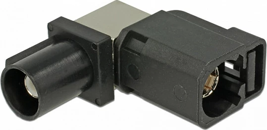 Adapter FAKRA DeLOCK 89857, FAKRA A mashkull në FAKRA A femër, 90°, i zi