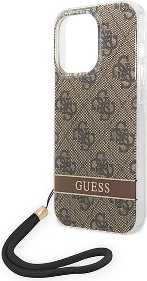 Mbështjellës Guess GUOHCP14LH4STW për iPhone 14 Pro 6.1", kafe, me varëse
