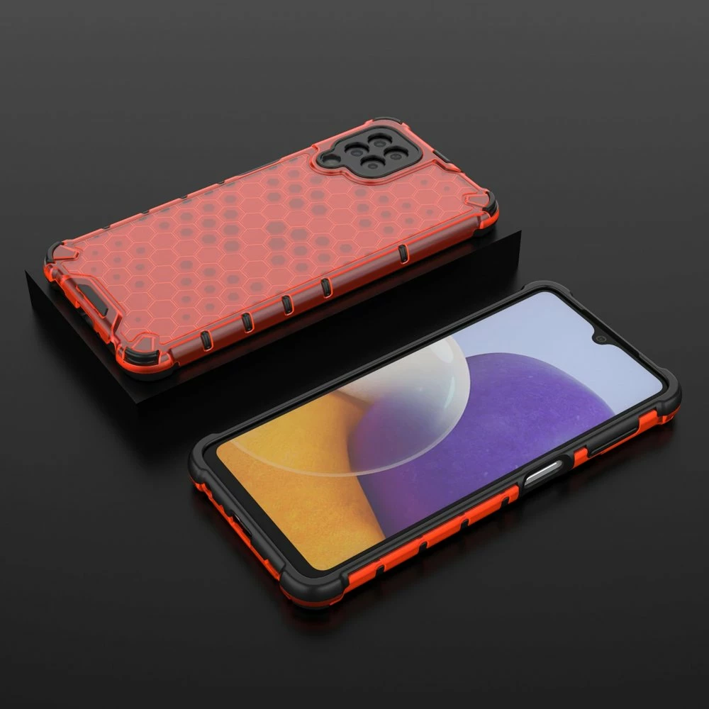 Mbështjellës Hurtel Honeycomb Case për Samsung Galaxy A22 4G, Kuq