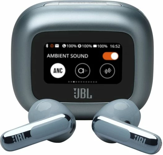 Kufje JBL Live Flex 3, ANC, Bluetooth 5.3, 50 orë, kasë me ekran 1.45\", karikim wireless, me mikrofon, blu