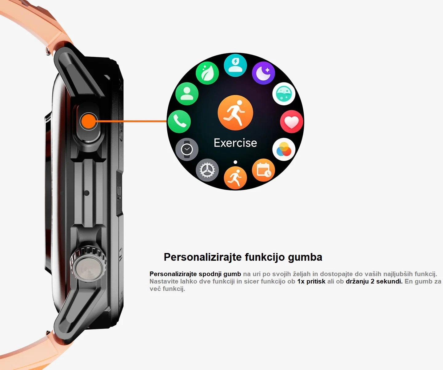 Smartwatch AGM Legion Pro 24166, GPS, harta offline, 5ATM, IP67, MIL-STD-810H, AMOLED 1.43\" 60Hz, Bluetooth thirrje, set me 2 rripa (portokalli neon + zi), i zi