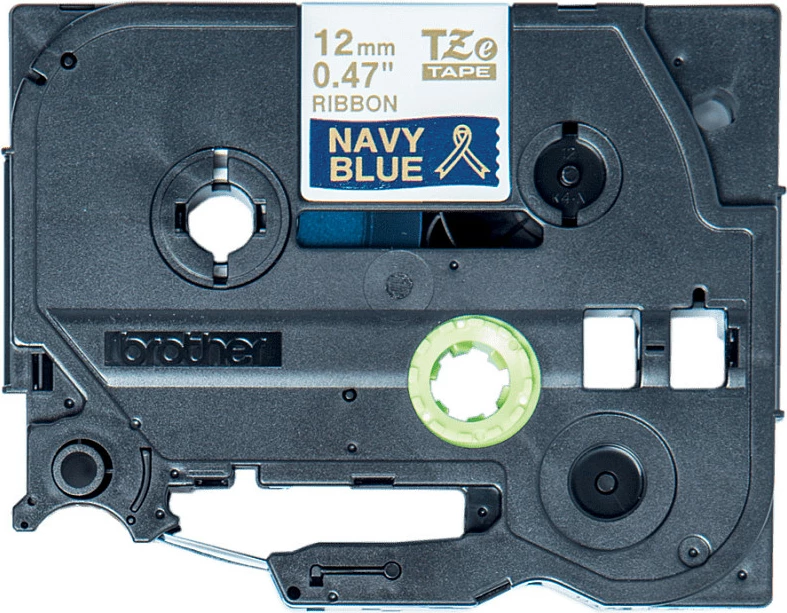 Shirit etiketash Brother TZE-RN34, TZe 12mm x 4m, gold on navy