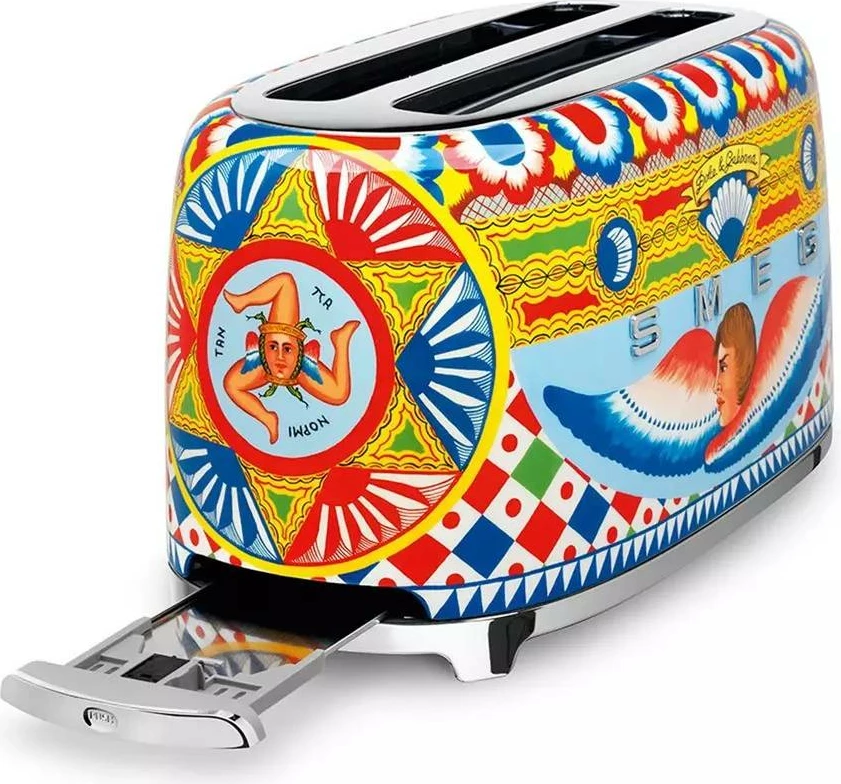 Toster, Smeg, TSF02DGEU Sicily is my Love, 1500W 4 slota 6 nivele pjekjeje, funksione Reheat/Defrost/Bagel, shumëngjyrësh