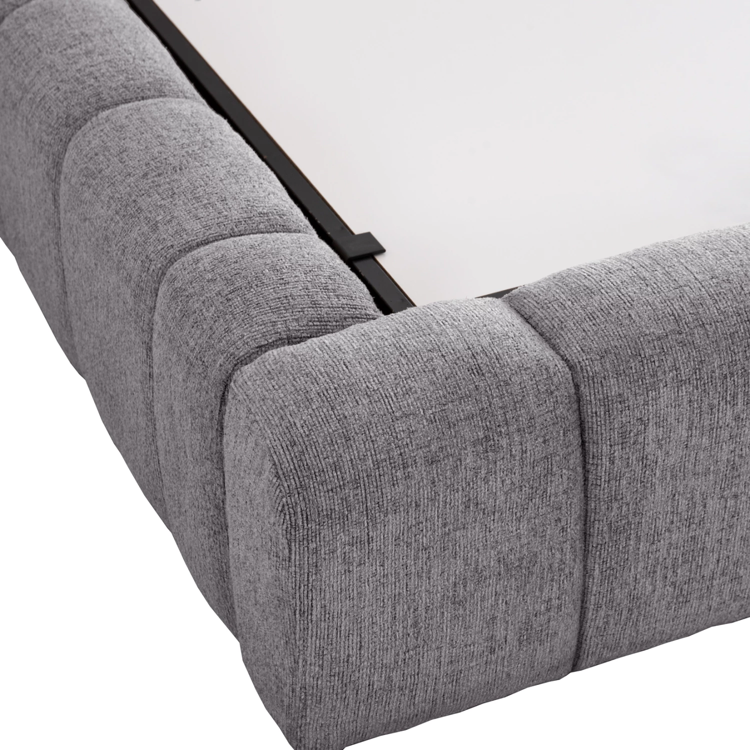 Krevat dopio me hapësirë për depo, material TEDDY, ngjyrë gri, për dyshek 160x200cm