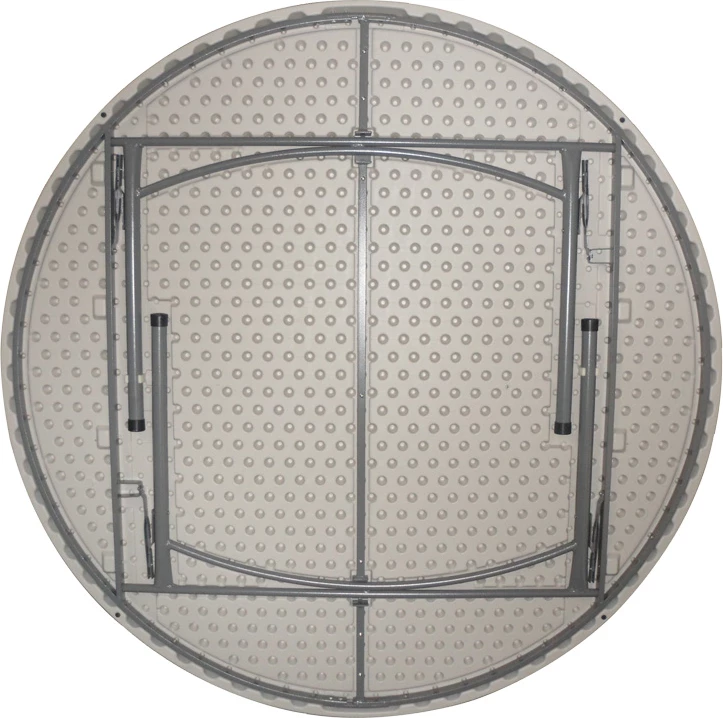 Tavolinë palosëse komode për katering, formë valixhe, e bardhë, rrethore, 180x74cm