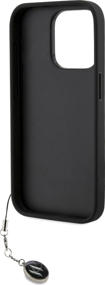 Mbështjellës Karl Lagerfeld Saffiano Rhinestones & Charm për iPhone 15 Pro, i zi