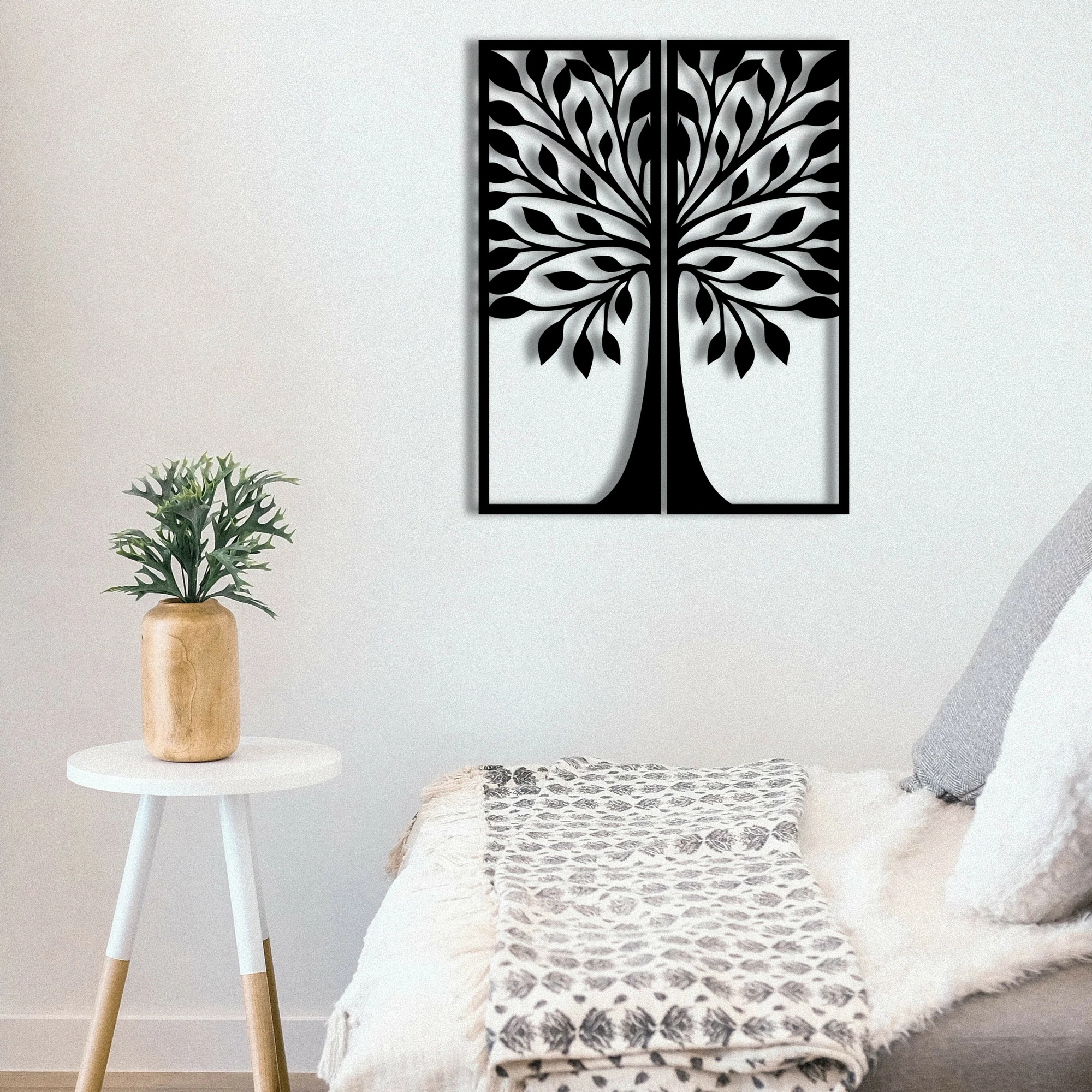 Aksesor dekorativ metalik për mur, Wallity Efsane, ngjyrë e zezë, 51x65cm