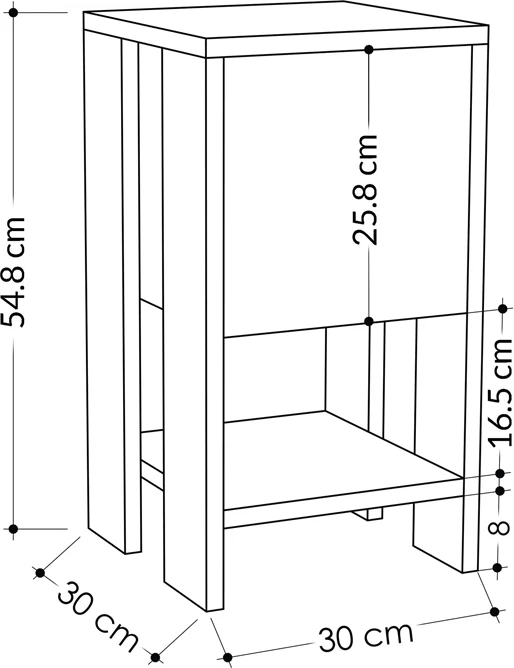 Komodinë nate Ema, melaminë, ngjyrë e zezë, 30x30x55cm