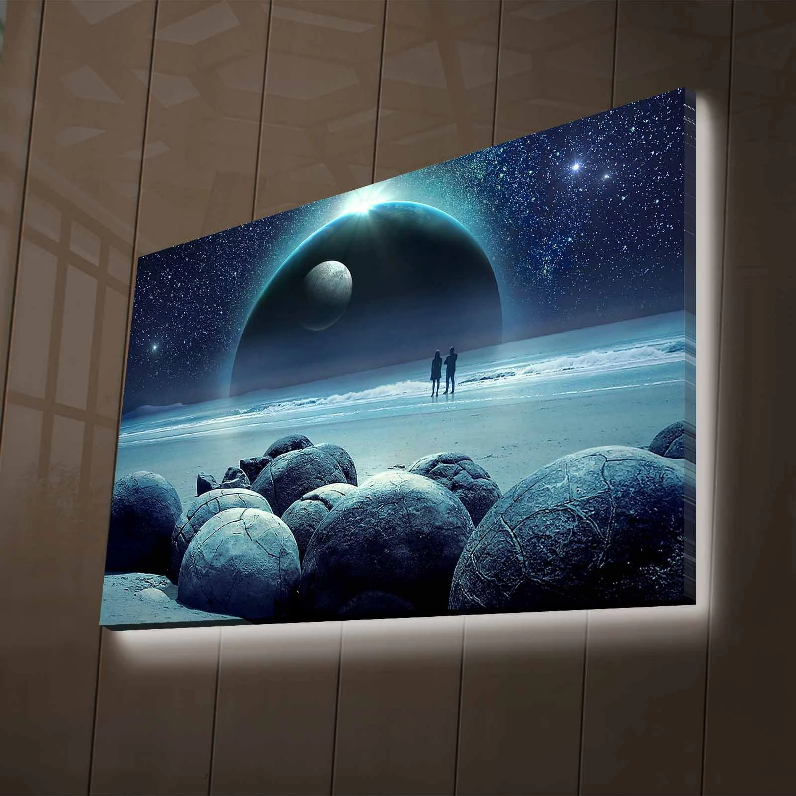 Pikturë dekorative me drita LED, Wallity NASA-022, shumëngjyrëshe, 45x70cm