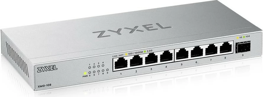 Switch Zyxel XMG-108, 2.5G Ethernet, i montueshëm në mur, ngjyrë argjendi