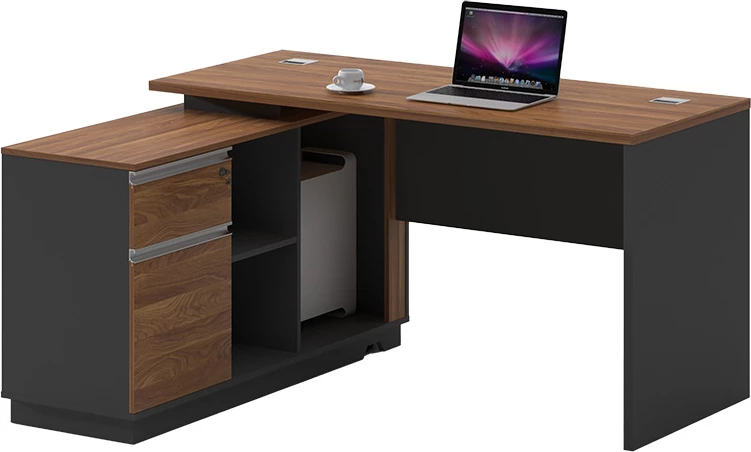 Tavolinë zyre këndore majtas Oscar, ngjyrë arre-antracit, 160x140x76cm