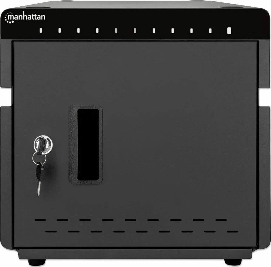 Stacion karikimi USB-C PD Manhattan 715942, 10 porta, 180W (3A/18W për port), kabllo rryme 2 m, i zi