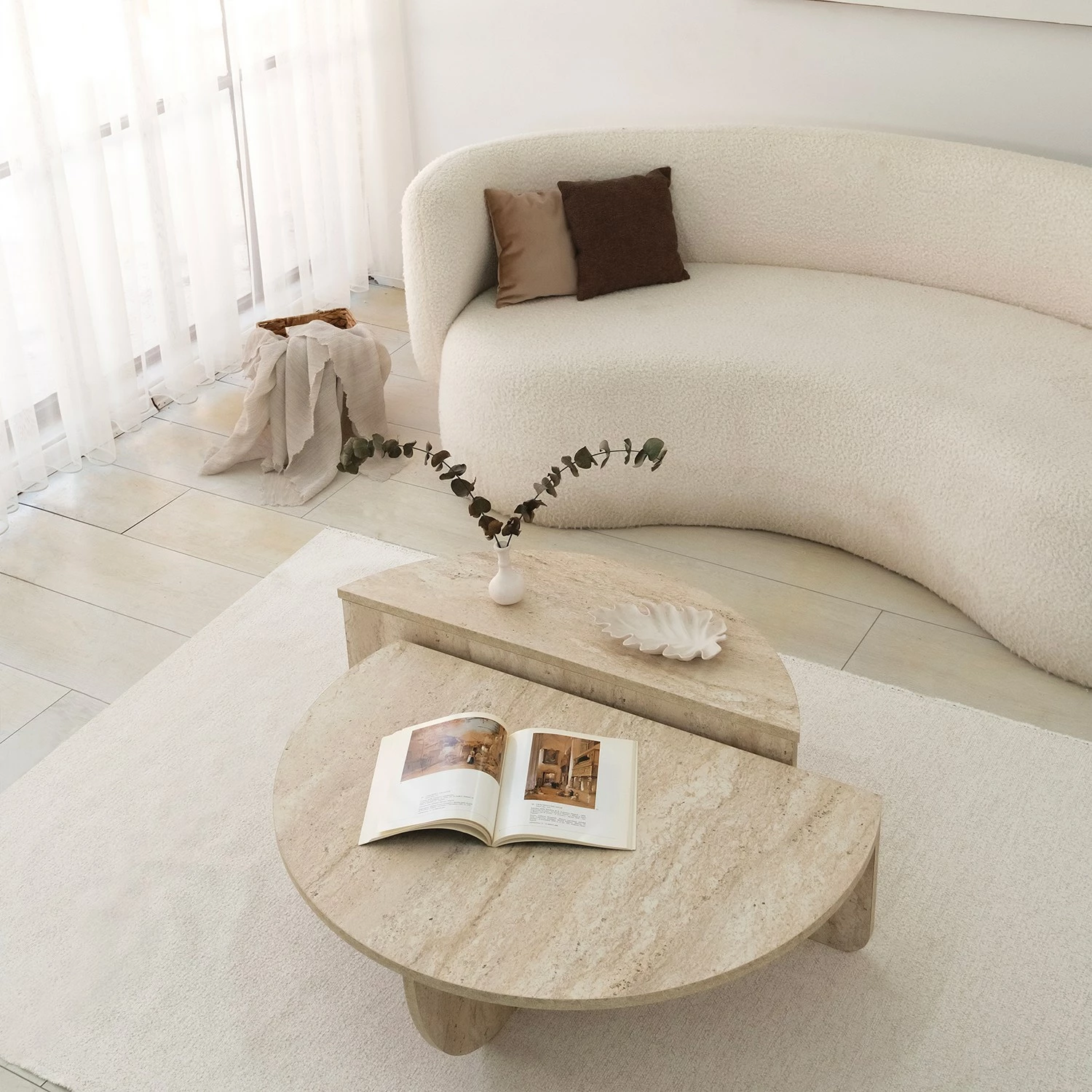 Tavolinë kafeje Hanah Home, Podium, ngjyrë travertine