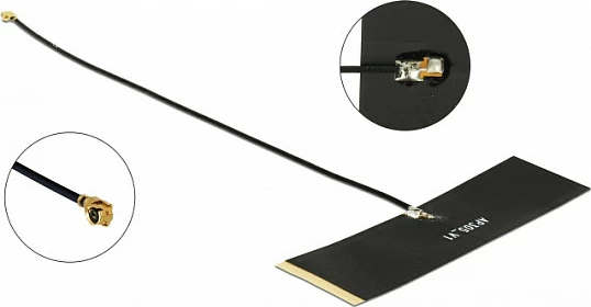 Antenë DeLOCK TETRA 430–470 MHz, MHF, kabllo 0.15 m, e zezë