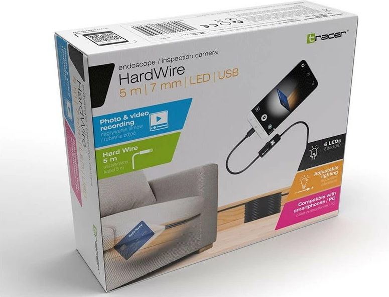 Kamerë endoskopike Tracer TRAKAM46629, 5M, 7mm, LED, USB, e zezë
