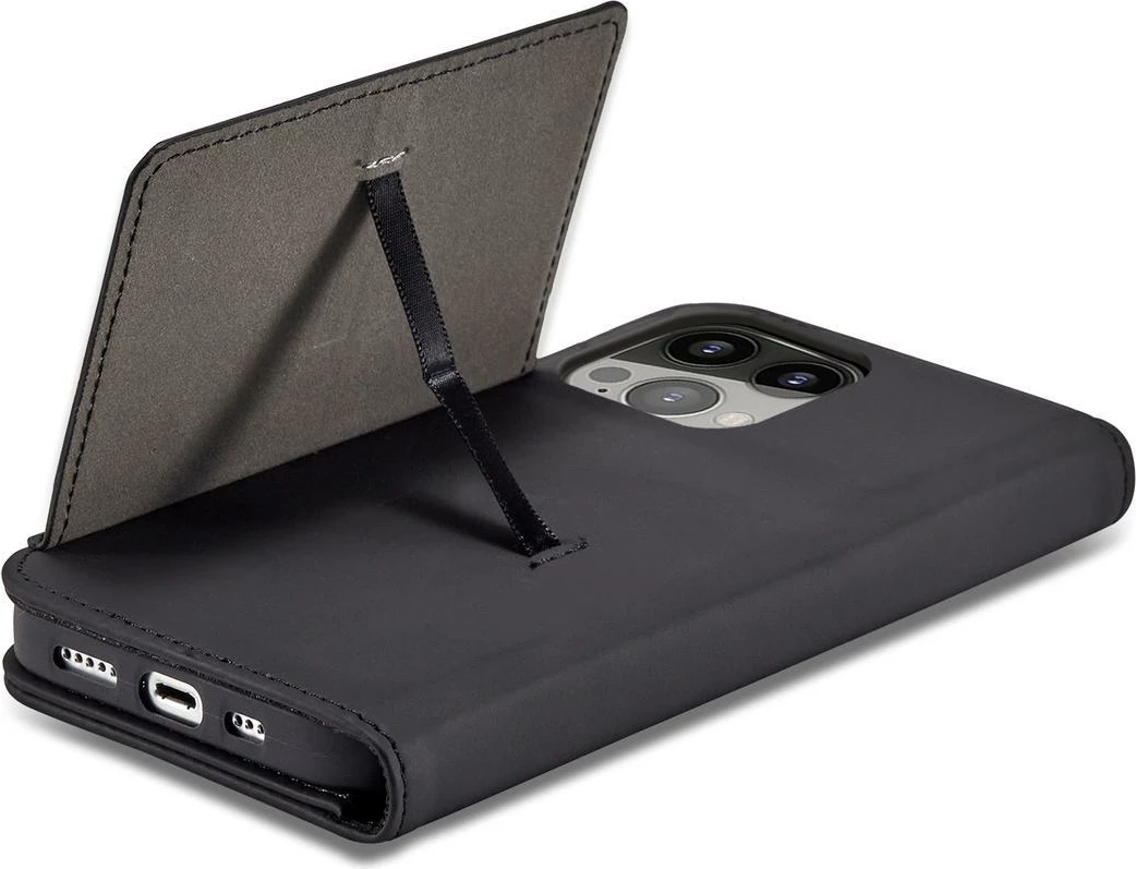 Mbështjellës Hurtel Magnet Card Case për iPhone 14 Pro, me kapak, portofol dhe mbajtëse, i zi