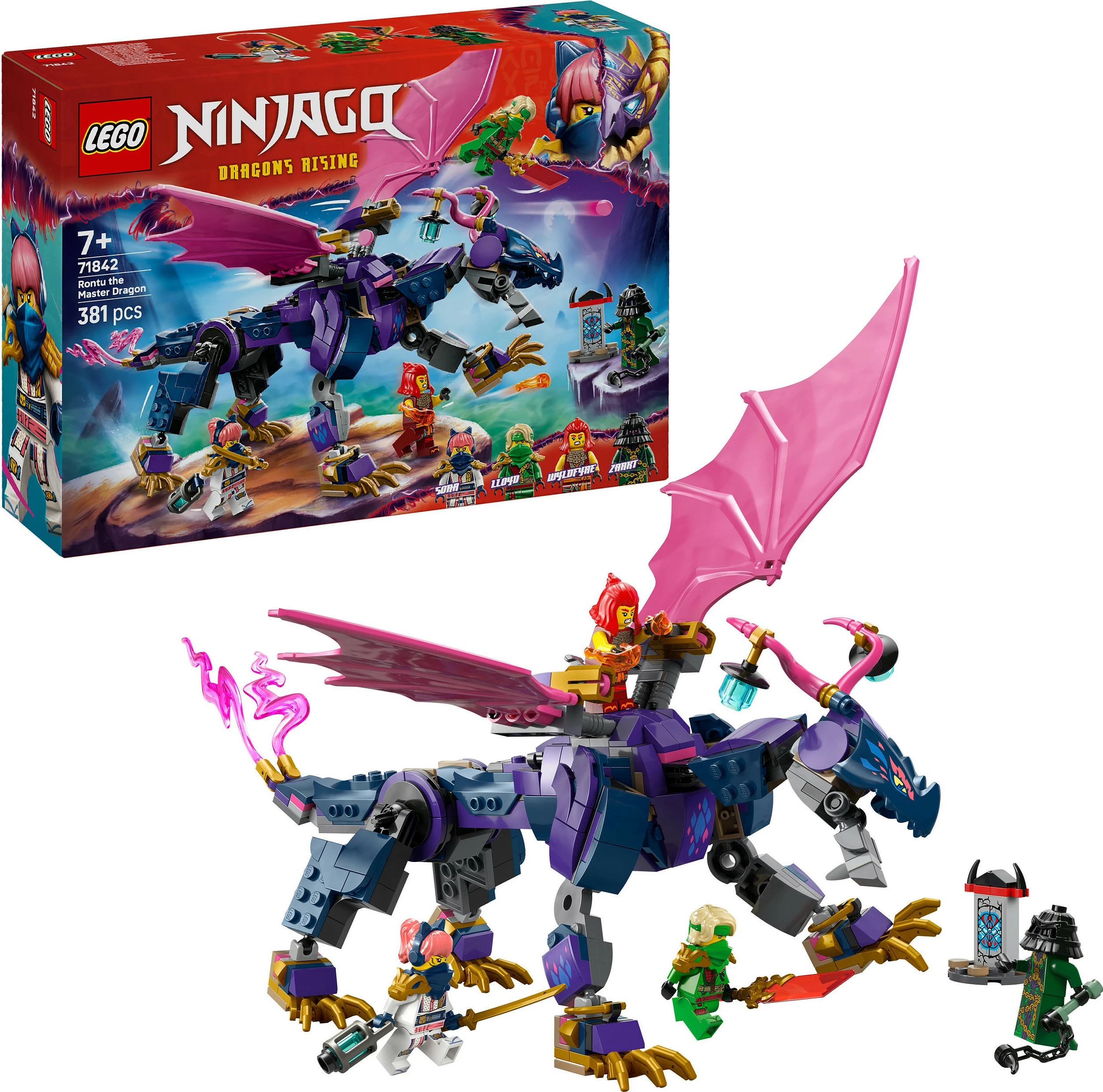 Set ndërtimi LEGO NINJAGO 71842 Rontu Master Dragon, 381 copë, 7+, shumëngjyrësh