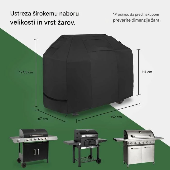 Mbulesë për grill VONHAUS 2502004, medium 124.5 x 152 x 67 cm, rezistente ndaj ujit/UV, e zezë