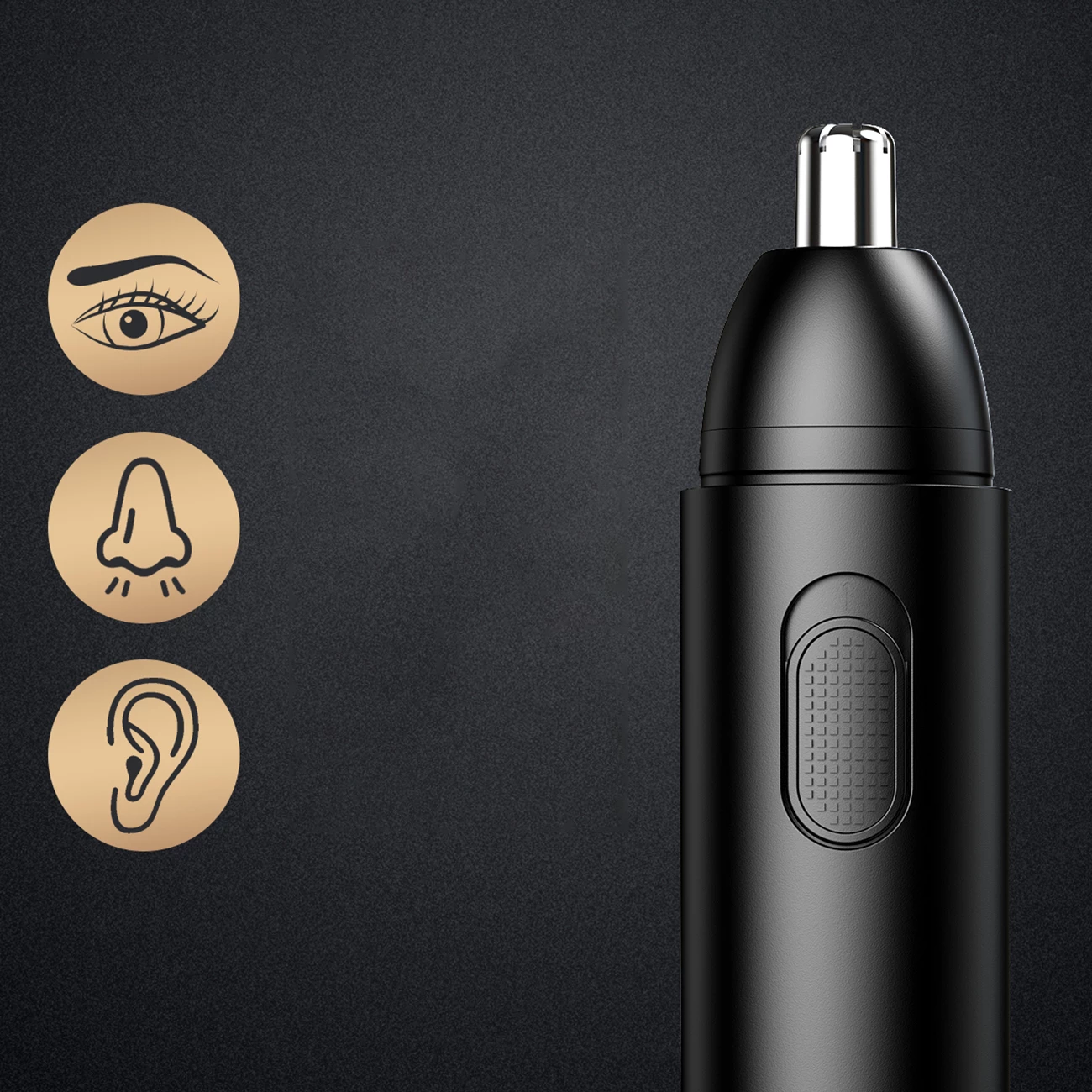 Trimer për hundë, veshë dhe vetulla MAXGROOM GT2220A, karikim USB-C, bateri 120 mAh, 8000 rpm, set me kabllo e kapak, i zi