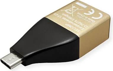 Adapter USB-C në RJ-45 ROLINE 12.02.1111, Gigabit 10/100/1000, zi/artë