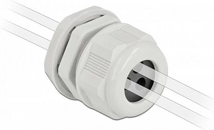 Glandë kabllo DeLOCK PG21, 3 hyrje, IP68, për kabllo 6 mm, 2 copë, gri