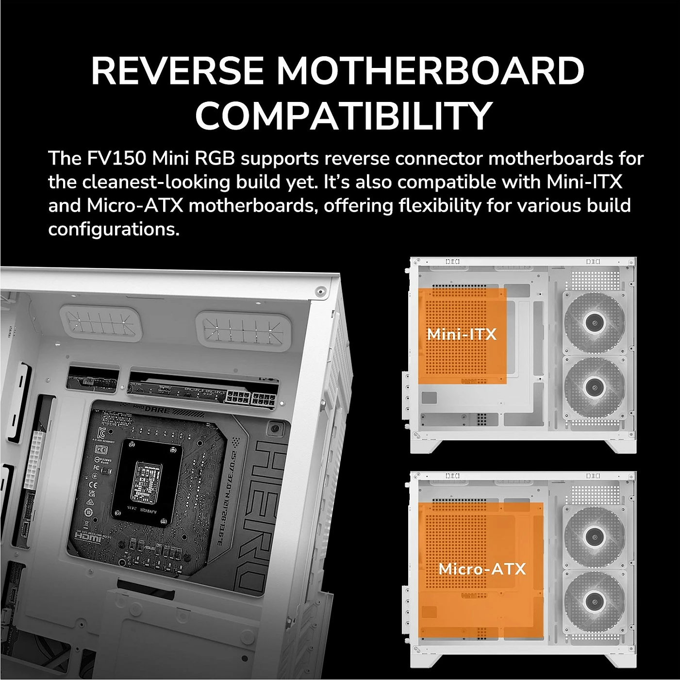 Kasë Cougar FV150 ARGB Mini Tower, micro-ATX/Mini-ITX, xham i temperuar, e bardhë