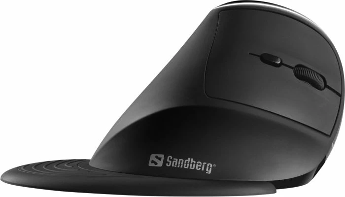 Maus vertikal wireless SANDBERG Wireless Vertical Mouse Pro 630-13, ergonomik, rechargeable, 6 butona, 1000/1200/1600 DPI, USB-A receiver, e zez/gri, set me receiver + kabllo karikimi