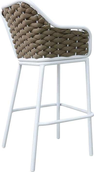 Karrige për bar Zuki alumini, e bardhë, e grumbullueshme, me jastëk, 55x54x109cm