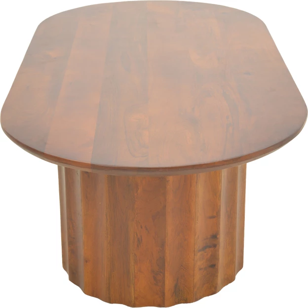 Tavolinë kafeje Flute, dru mango i fortë, ngjyrë arre, 130x65x40cm