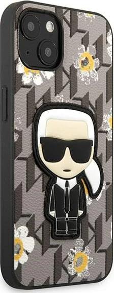 Mbështjellës Karl Lagerfeld Flower Ikonik Karl për iPhone 13 6.1", Gri
