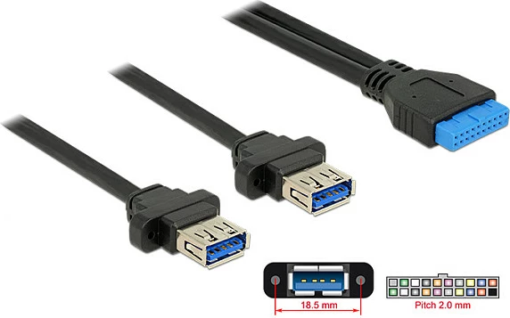 Kabllo zgjatëse USB 3.0 DeLOCK 85244, 0.8 m, Type-A mashkull në femër, e zezë