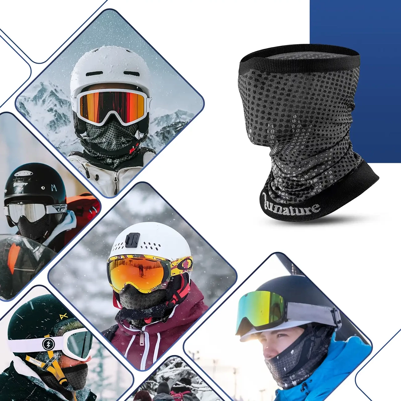Shall i qafës / bandanë sportive Qunature 11230014002, najlon i frymëmarrshëm elastik, pa qepje, madhësi universale, e zezë