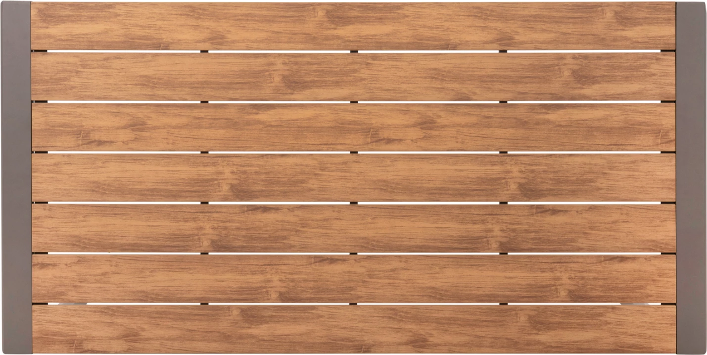 Tavolinë ngrënieje për jashtë GOYA, alumini, ngjyrë shampanjë & sipërfaqe tavoline polywood, 160x80x75 cm