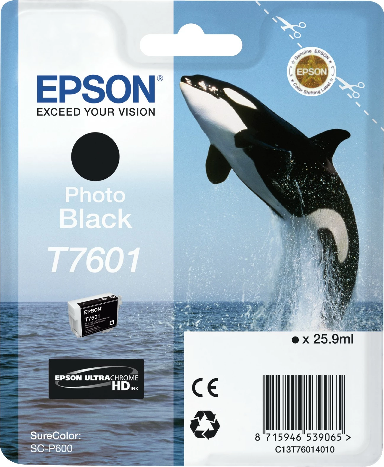 Toner Epson T7601 Photo Black, 25.9ml, për SureColor SC-P600