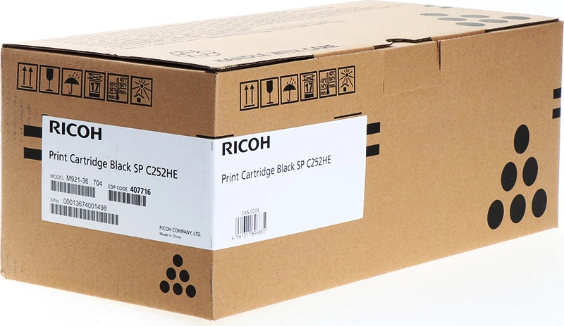 Toner, Ricoh, Type C252E 407716, 6500 faqe, XL, e zezë