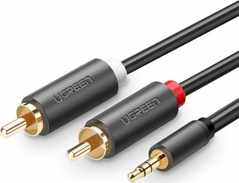 Kabl audio Ugreen UGR541BLK Jack 3.5mm në 2x RCA (Cinch) 3m, e zezë
