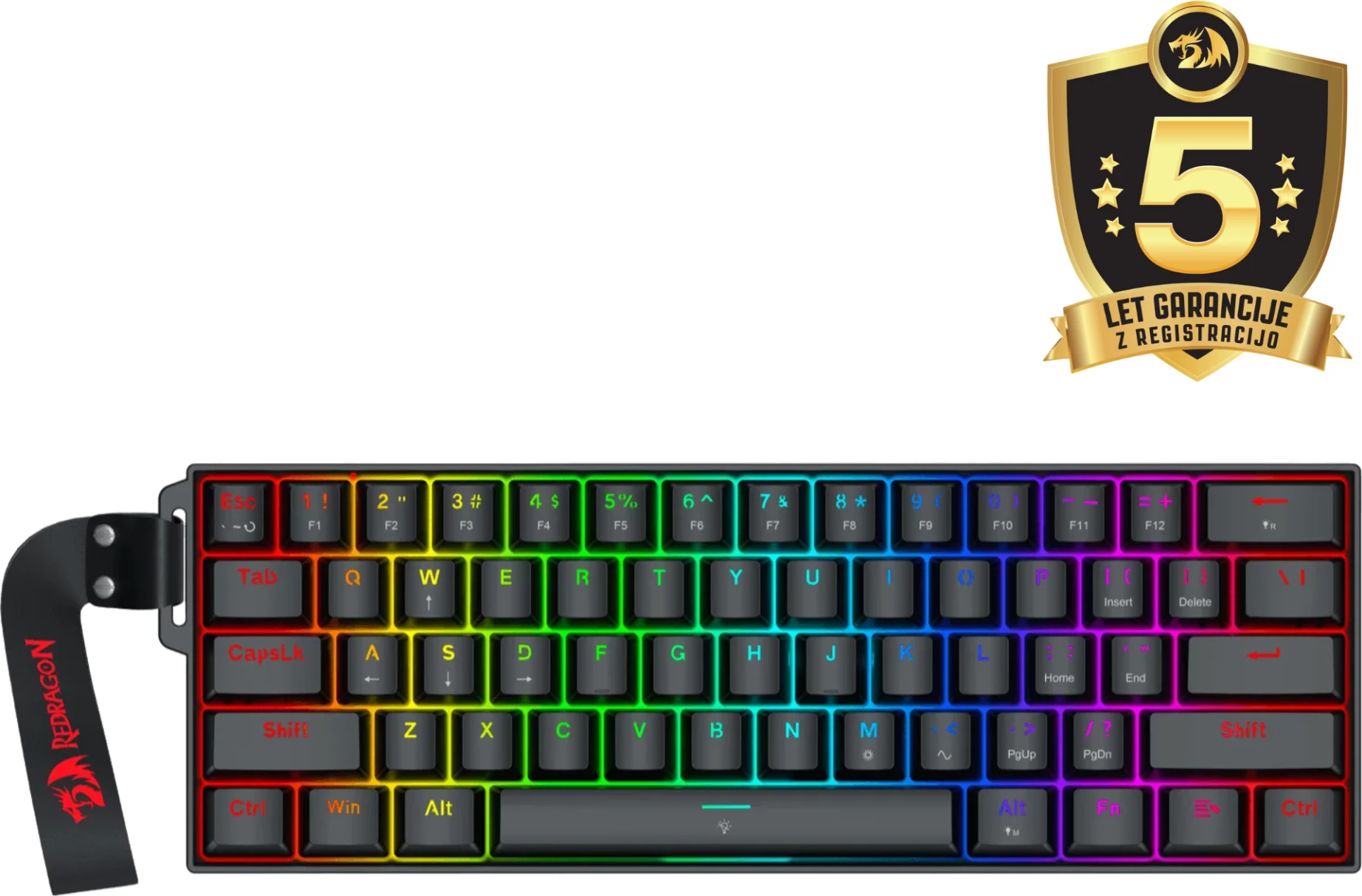Tastierë gaming me kabllo Redragon Fizz Magnetic Plus K617RGB-MP, Hall Effect, 60% (61 taste), 8000Hz, RGB, USB-C e heqshme, e zezë